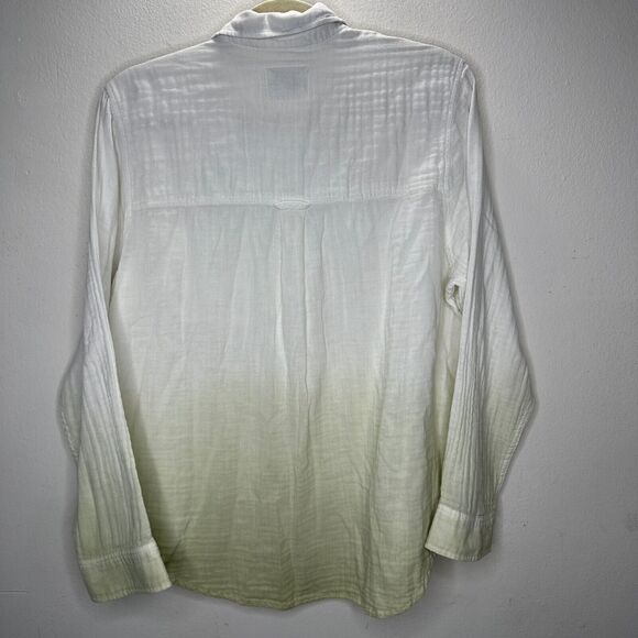 Rails Ellis Blue Mint Dip Dye Button Down Long Sleeve Chest Pocket Gauze Shirt - Picture 6 of 14